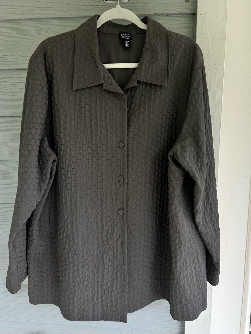 Eileen Fisher Quilted Tech Artisan Embroidered OP Art Dot Quilted 2X Jacket